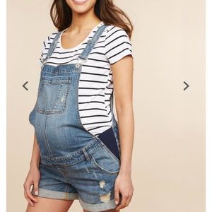 side panel destructed maternity shortalls
